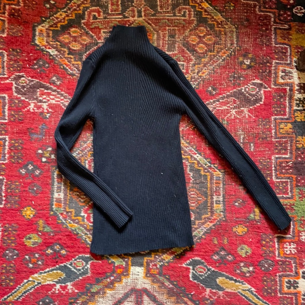 Ribbed stretch turtle neck